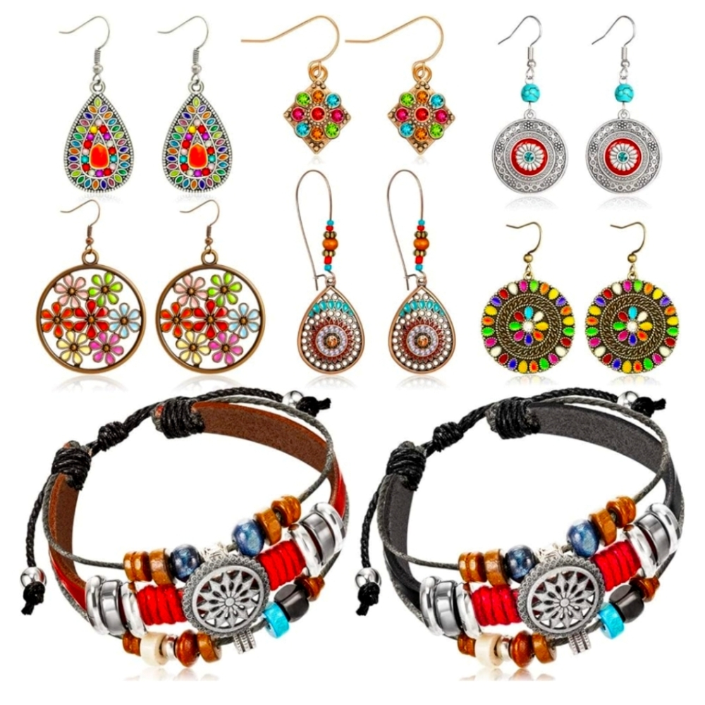 8 Piece Bohemian Vintage Earrings & Bracelets NWT